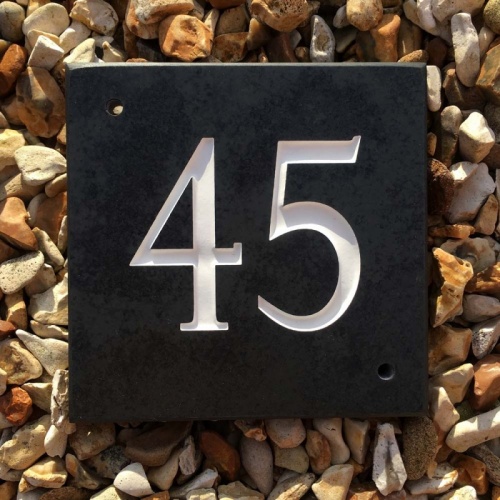Black Slate House Sign DOOR Numbers 1-99 - Engraved